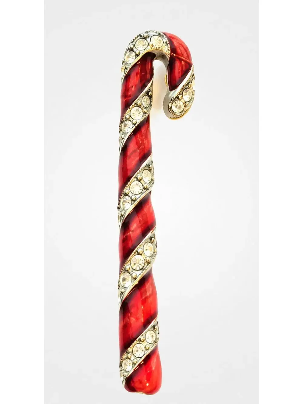 Vintage Red Candy Cane Pin‎ Brooch Enamel Rhinestone Christmas Holiday 2
